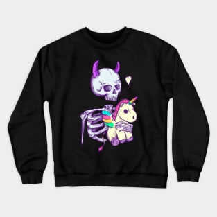 Cute skeleton holding unicorn Crewneck Sweatshirt